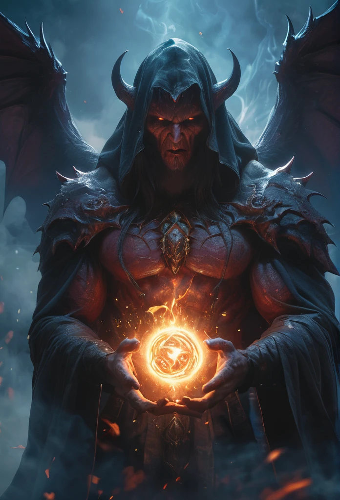 (best quality,4k,8k,highres,masterpiece:1.2),ultra-detailed,(realistic,photorealistic,photo-realistic:1.37),summoned from a magic square,dimensions-shifting giant demon,imposing monstrous figure,otherworldly,terrifying,highly detailed face and body,enormously clawed hands,mystical aura,glowing fiery eyes,sharp fangs and pointy ears,inhuman features and proportions,dark,ominous atmosphere,dramatic lighting,cold color palette,magical particles swirling around,demonic energy emanating,powerful presence,ethereal beauty,herculean strength,captivating gaze,unsettling presence,haunting and mesmerizing,horrifyingly enchanting