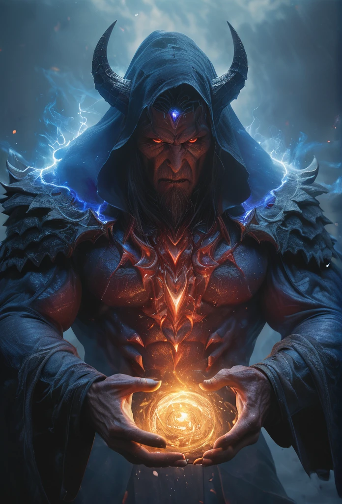 (best quality,4k,8k,highres,masterpiece:1.2),ultra-detailed,(realistic,photorealistic,photo-realistic:1.37),summoned from a magic square,dimensions-shifting giant demon,imposing monstrous figure,otherworldly,terrifying,highly detailed face and body,enormously clawed hands,mystical aura,glowing fiery eyes,sharp fangs and pointy ears,inhuman features and proportions,dark,ominous atmosphere,dramatic lighting,cold color palette,magical particles swirling around,demonic energy emanating,powerful presence,ethereal beauty,herculean strength,captivating gaze,unsettling presence,haunting and mesmerizing,horrifyingly enchanting