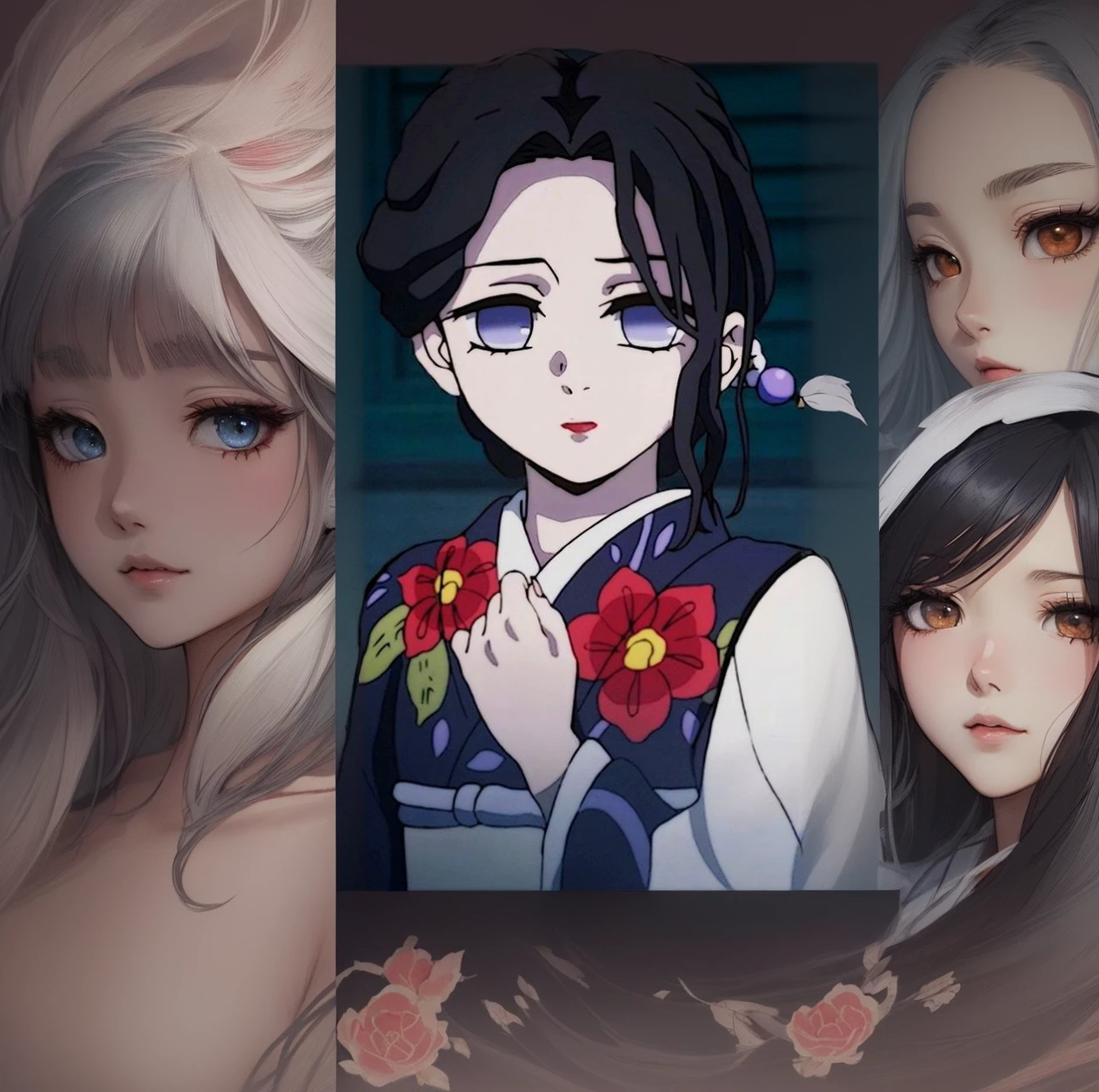 anime girl with black hair and blue eyes wearing a kimono, inspired by Nishikawa Sukenobu, kimetsu no yaiba, female anime character, the piercing stare of yuki onna, inspired by Kusumi Morikage, shuushuu anime image, as an anime character, anime character, from sengoku period, maya fey from ace attorney