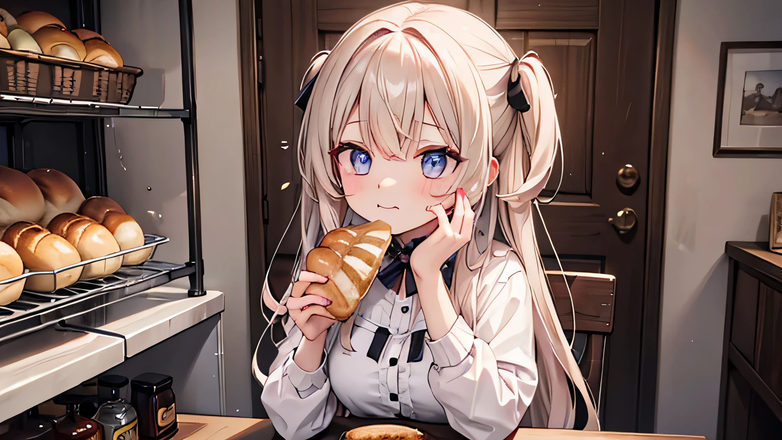 Girl eating bread