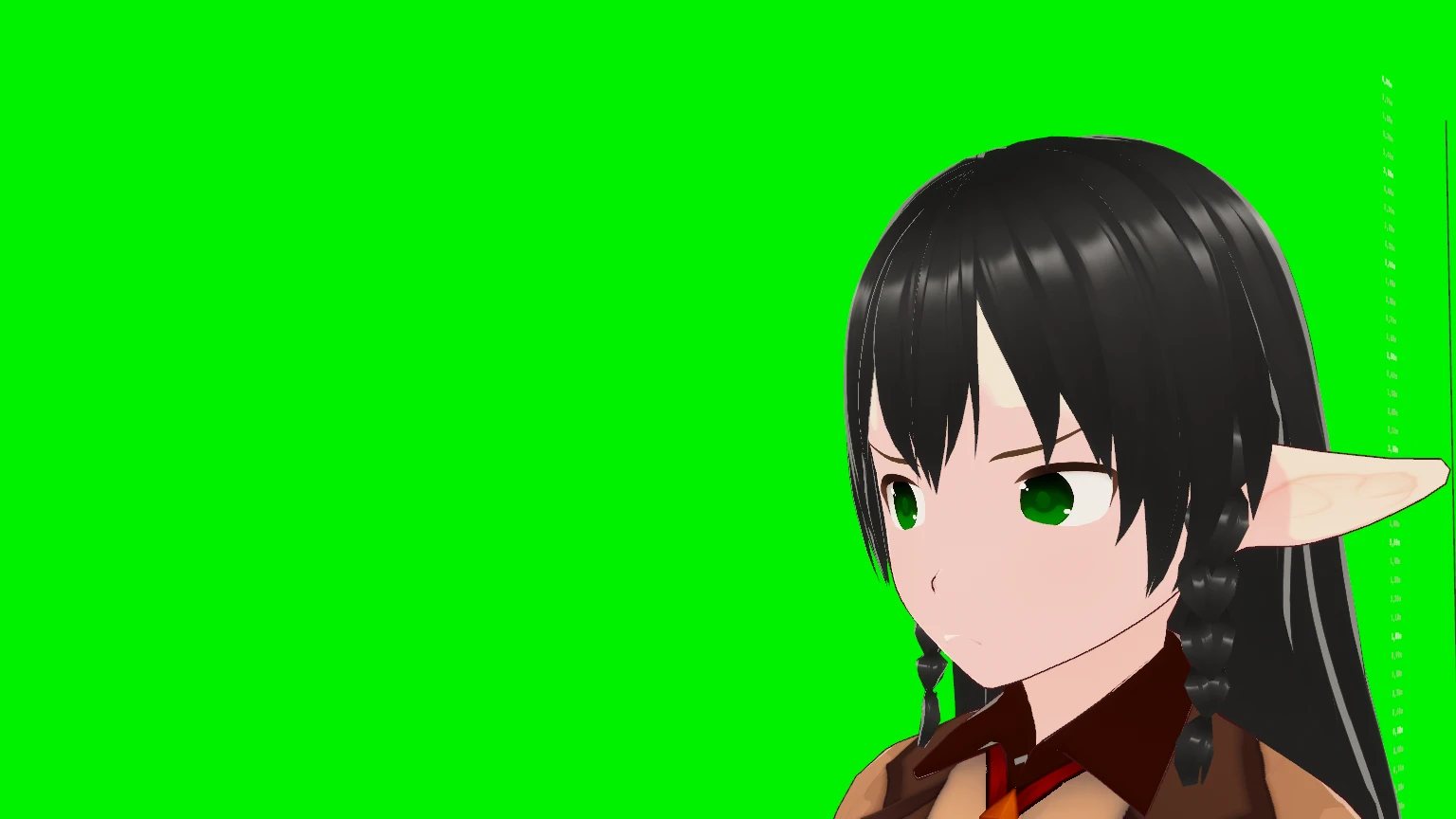 Green Eyes　girl　Elf　Black Hair　anger　Eye patch