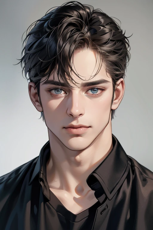 (Best quality,4K,8K,a high resolution,masterpiece:1.2),ultra detailed,(realistic,photorealistic,photo-realistic:1.37),39 year old man,Beautiful anime,portraits,strong,masculine,dark hair,Sharp jawline,Mesmerizing eyes,Perfectly styled hair,confident expression,bright colors,dynamic lighting,Brown eyes,(Black T-shirt),(dark skin),((mature man, man 40 years old)), (square jaw)