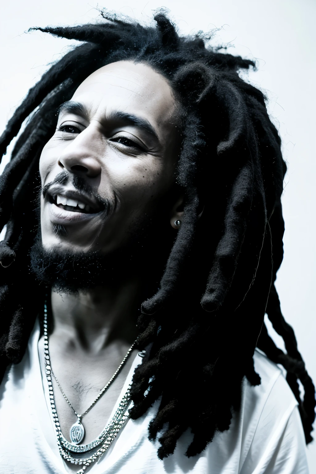 Monochrome、One person、 White Background、reggae、male、Black、Bob Marley