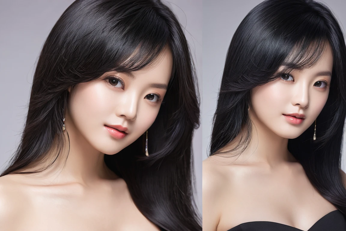 1 , longye hair, high resolution, Bblack hair, high resolution, precise, best qualityer, detail, details altos, 品質, Textured skin,