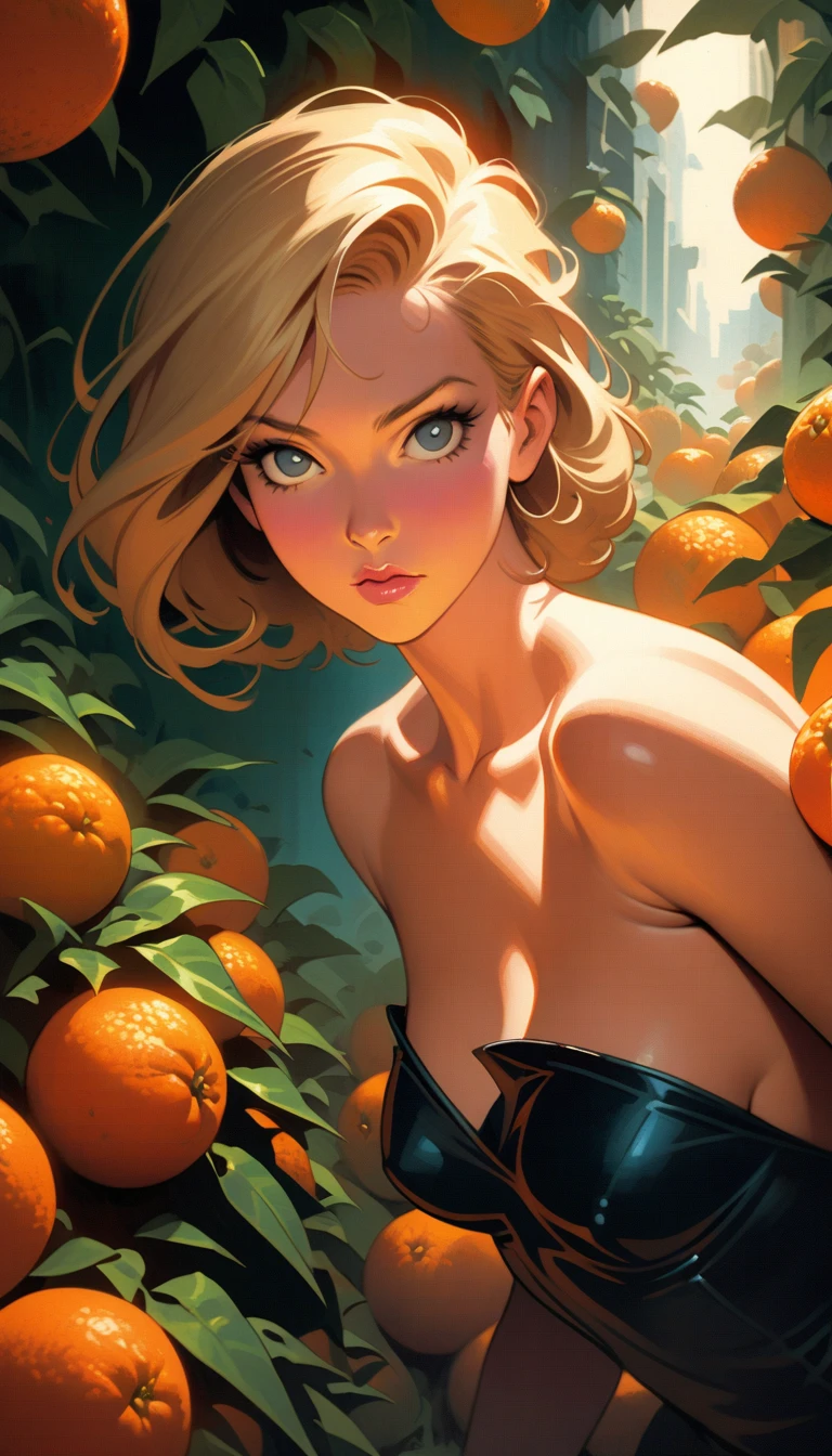 ((best quality)) , ((masterpiece)) , (detailed)，illustration art by Dave Stevens and Lillian Bassman, Graceful (Man:1.2) , Multicolor hair styled as Caesar cut, Comic books, graphic novels, retro style, pin-up art, Fashion and art,elegant and sophisticated, innovative use of light and shadow, capturing the glamour of mid-20th century fashion, portrait art by Mary Cassatt, glossy, ambient, Complex, full color, fine artistic composition, enchanted,(((Lots of oranges)))
