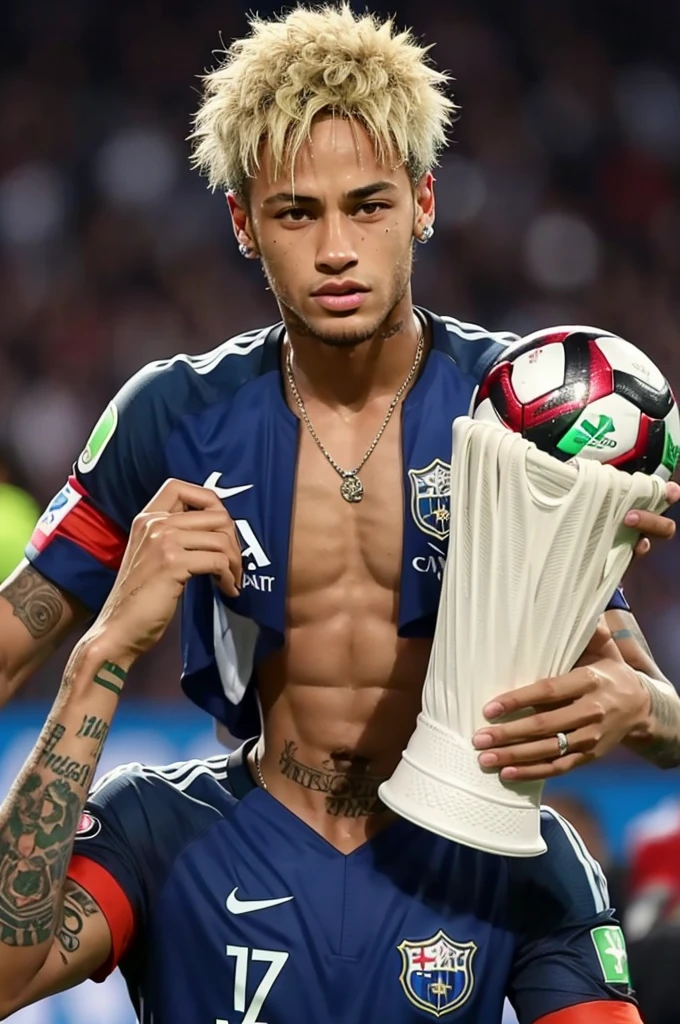 Neymar with the World Cup