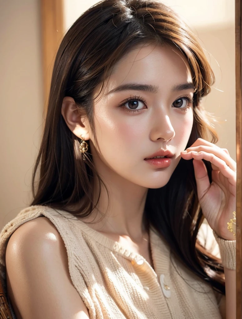 best quality, masterpiece, (realistic:1.2), 1 girl, brown hair, brown eyes,Front, detailed face, beautiful eyes
