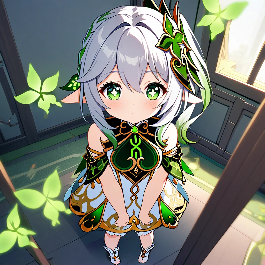 nahida(genshin impact),1girl,solo,,looking at viewer,near,standing up,in room