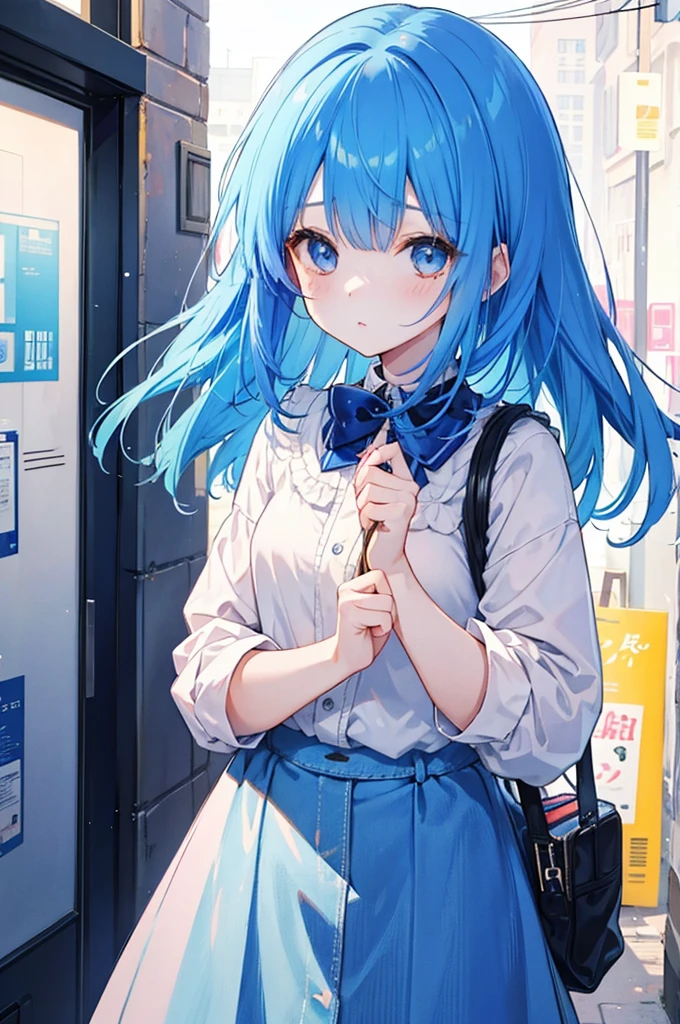 Girl、Blue hair short、Menhera