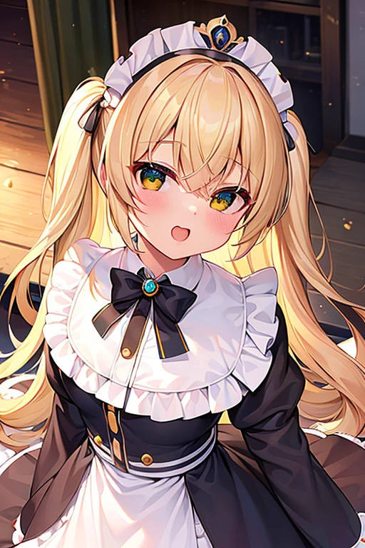 ((Highest quality:1.6)), ((masterpiece)), (detailed), (Perfect Face), (detailedなイラスト:1.6), (Ultra-high resolution:1.6), girl, The best smile, cute, Blonde, Small breasts, Black and white maid outfit, Blue ribbon, White apron, Gothic maid outfit, Long, On the wall, (Sniperライフルで狙撃:1.6), Sniper, Sniper, Long Range Rifle