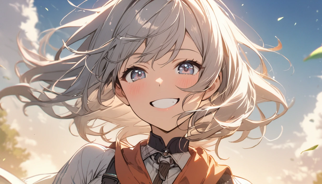 1 girl, smile