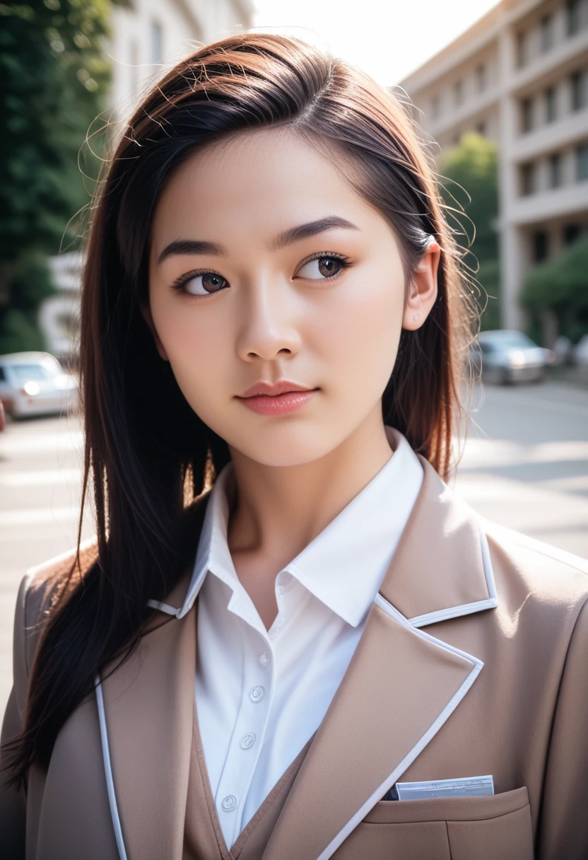 8k, raw photo, best quality, masterpiece, realistic, photo realistic, clear, professional lighting, beautiful face, best quality,ultra high res, realistic japanese beautiful, Super detailed, 1girl, outdoor, looking to the side