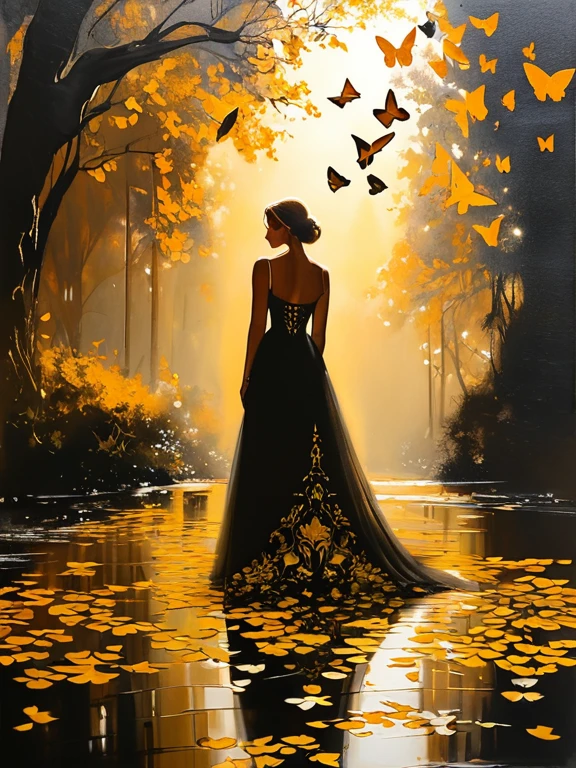 Charcoal and chalk drawings. gold patterns, golden and black spirit, sketch, (Hyperrealism), silhouette of a woman surrounded by butterflies, trending on pixabay, beautiful dress, cute artwork, cinderella, beautiful shapes, polished, outdoors, great photo on Pinterest, Miranda Mix, stencil, scales, white background, Britney Lee, symbols,
master class on painting in the style of Anders Zorn, Alexi Briclot, Luis Royo