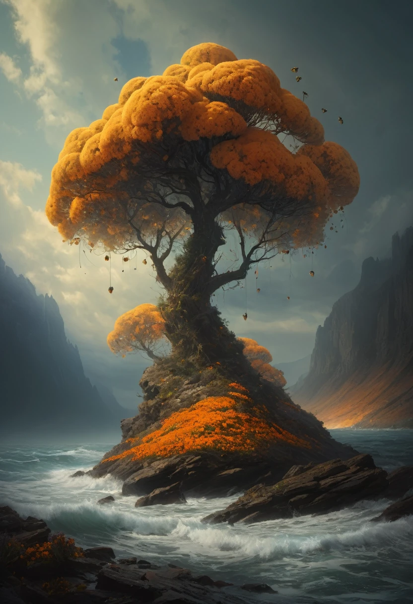 Mer de fleurs inconnu, par Michal Karcz, Meilleure qualité, chef-d&#39;œuvre, Travail représentatif, art officiel, professionnel, Détails ultra complexes, 8k, Single Rap, Title : "Sonorité", Jeune Homme avec un bonnet qui fume une grosse cigarette,