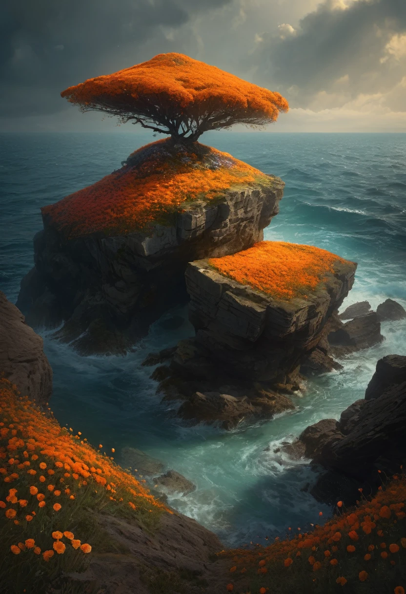 Mer de fleurs inconnu, par Michal Karcz, Meilleure qualité, chef-d'œuvre, Travail représentatif, art officiel, professionnel, Détails ultra complexes, 8k, Single Rap, Title : "Sonorité", Jeune Homme avec un bonnet qui fume une grosse cigarette,
