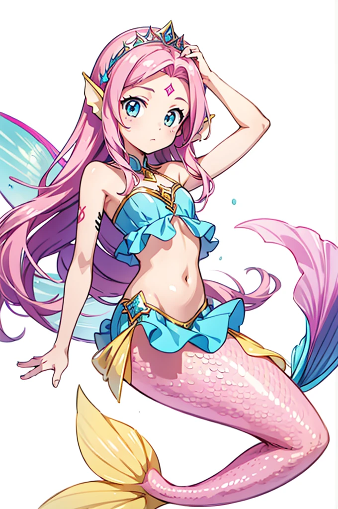 Female Mermaid, Pink Hair, Mermaid tail, Top, Ear Fins, RUNE TATTOOS