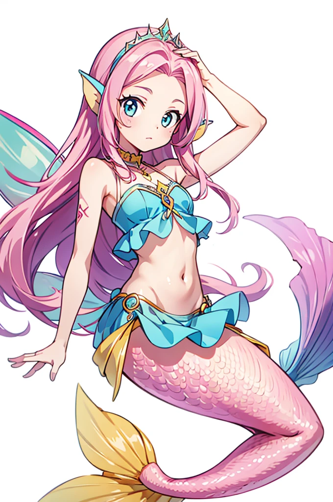 Female Mermaid, Pink Hair, Mermaid tail, Top, Ear Fins, RUNE TATTOOS