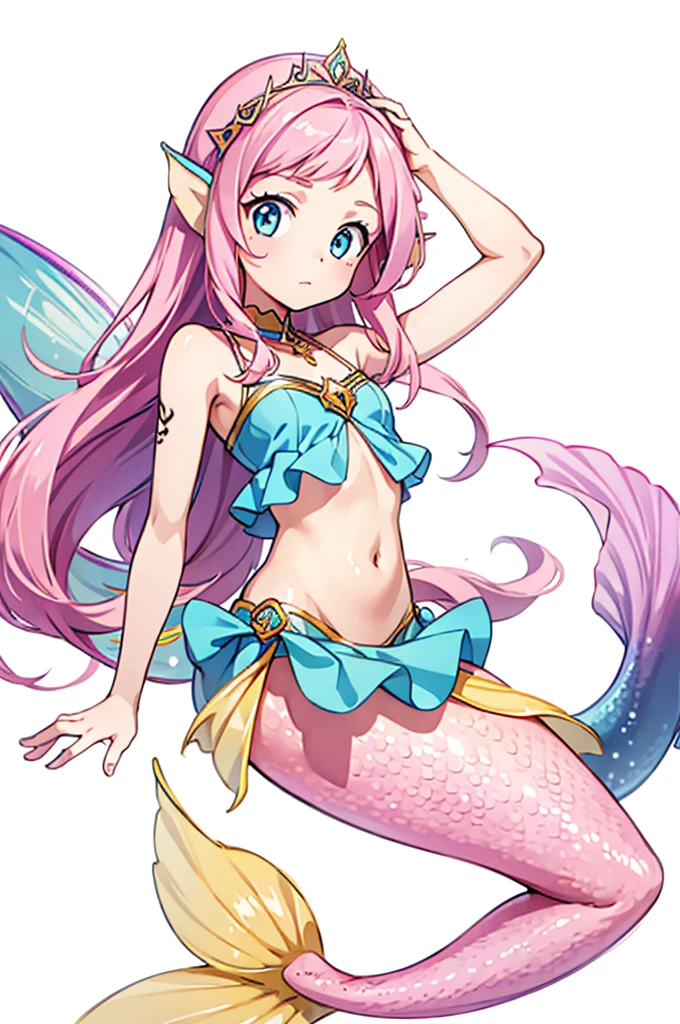 Female Mermaid, Pink Hair, Mermaid tail, Top, Ear Fins, RUNE TATTOOS
