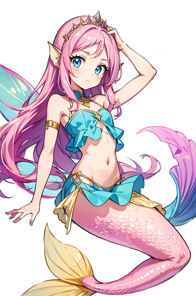 Female Mermaid, Pink Hair, Mermaid Tail, Top, RUNE TATTOS, Ear fins, 