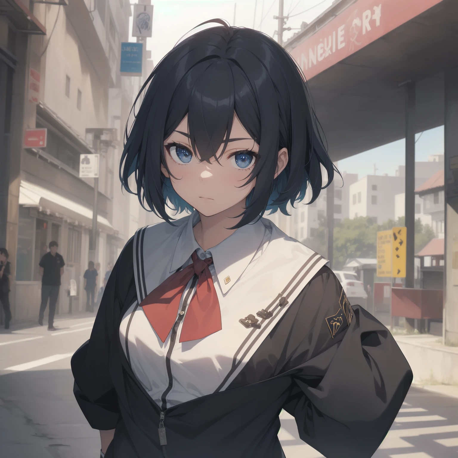 ultra-absurdres-Top quality by artist God, ultra-detailed, high resolution, anime moe artstyle, best anime 8k konachan wallpaper, pixiv contest winner, pool:2810, perfect anatomy,break, 1girl, (Please draw a girl walking sleepily to school alone. )break,(Solo,little female, 13-year-old:1.3),Full limbs, complete fingers,a junior high school student, (very short hair), short cut, flat chest, , small butt, small black eyes, beautiful detailed eyes, well-proportioned iris and pupils, expressive eyes, highres detailed hair, soft expression, salor school_uniform, sailor collar, serahuku, bow, pleated skirt,(Detailed Lighting), (Detailed background), in the School commute route. break,super detailed skin, Best cinematic lighting powered by famous artist, 8k,beauty illustration,photoshop_(medium),very aesthetic,break,((artist:kotorai )), artist:clamp ,artist:carnelian ,artist:kantoku ,
