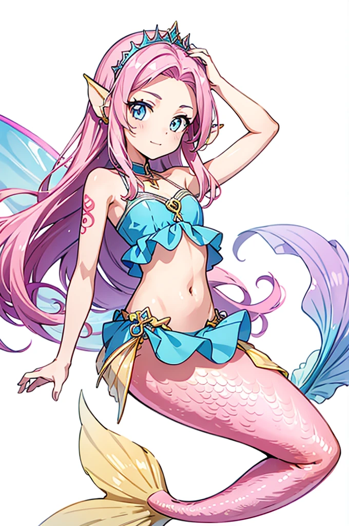 Female Mermaid, Pink Hair, Mermaid Tail, Top, RUNE TATTOS, Ear fins,