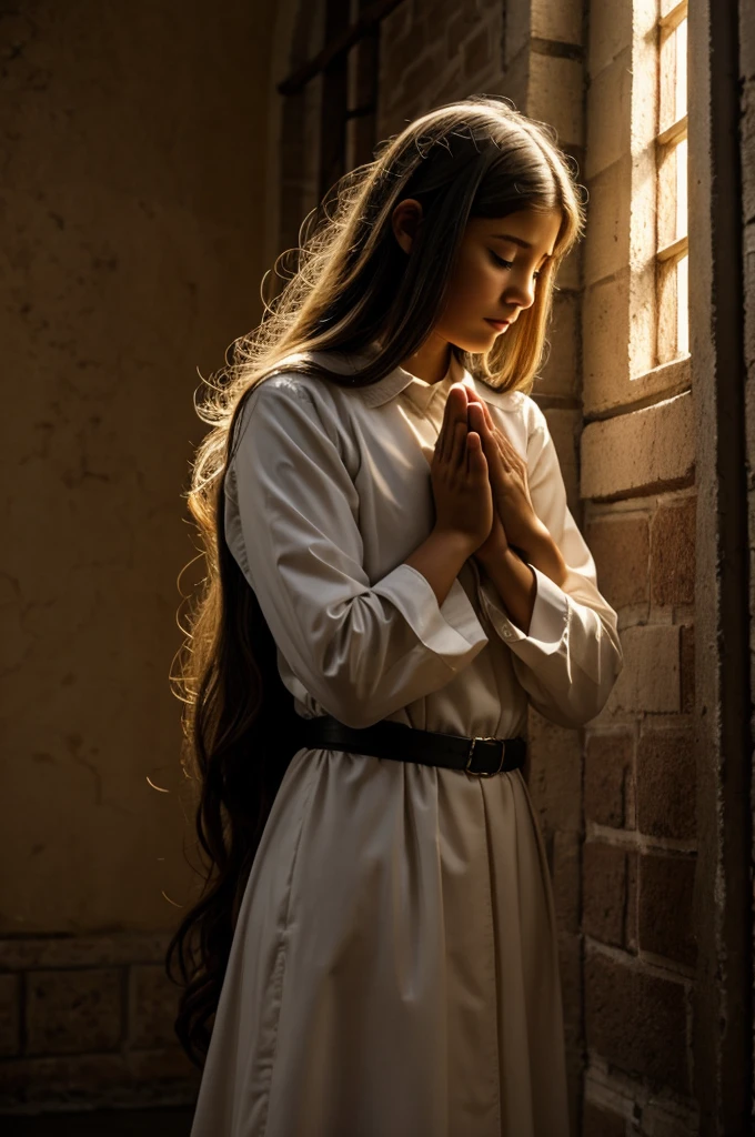 A girl pray to Jesus Christ