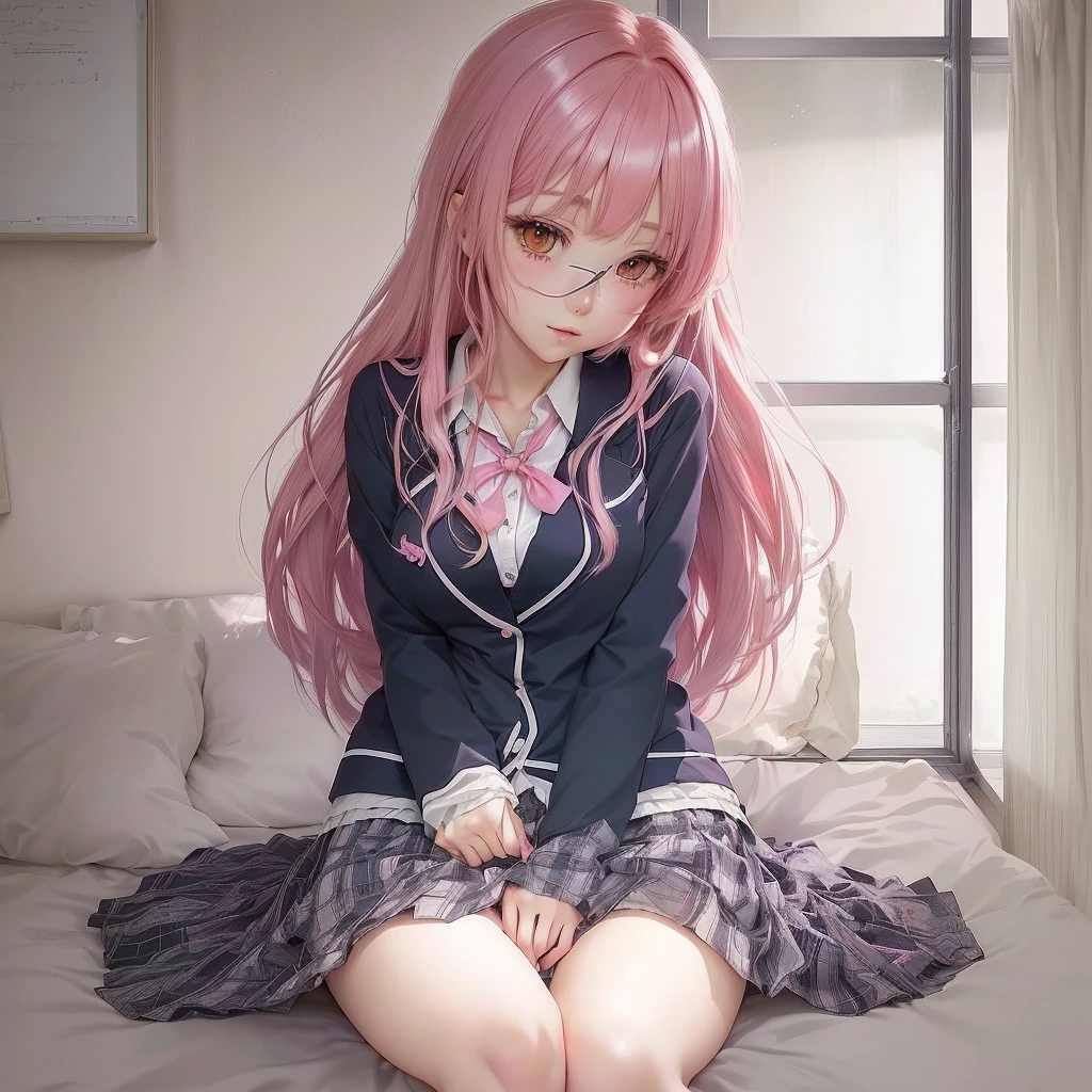 Pink haired anime girl in  sitting on bed, Beautiful anime school girl, Cute girl anime visuals, Smooth anime CG art, I also make fan art, Cute Anime Girl, Realistic Young Anime Girl, Anime Best Girl, Young Anime Girl, Long Hair Anime Girl, Enchanting anime girl, Realistic , Anime Moe Art Style, Visual Novel CG