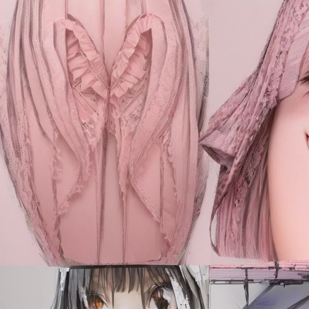 There are two photos of a woman wearing a pink hat., Yandere. expensive, gapmoe Yandere, Burning, bakemonogatari, Singey, Yandere, Yandere intricate, Ultra-detailed!!, Zero-chan, [ Conceptual Art ]!!, By Naka Bokunen, Super detailed illustration, Detailed but rough