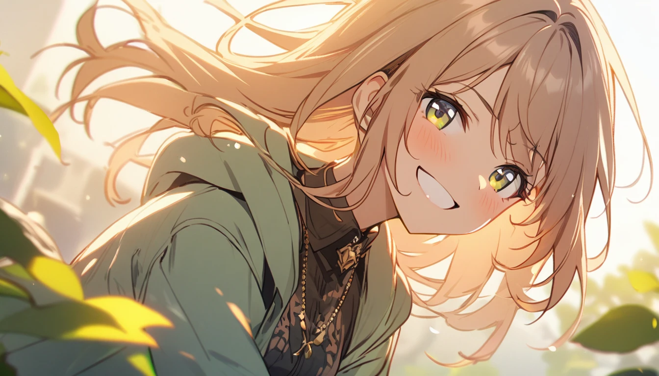1 girl, smile