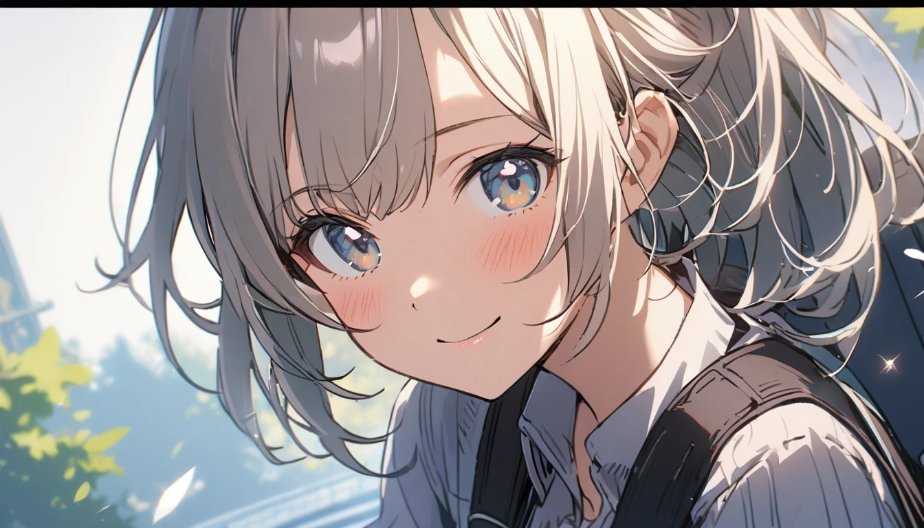 1 girl, smile