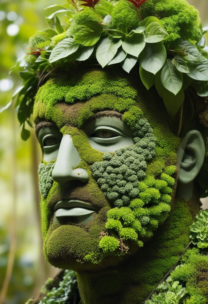 A man made of dead plants A man made of fresh plants A man made of fresh plants