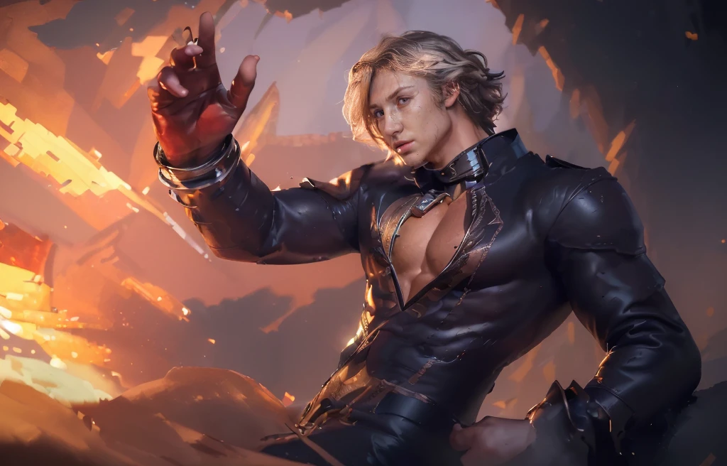 ((Best quality, 8k, Masterpiece :1.3)), upper bod, Sharp focus :1.2, handsome guy perfect figure, Highly detailed facial and skin texture, Detailed eyes, Double evelids Interir view, ferpect lighting, Glowing skin,