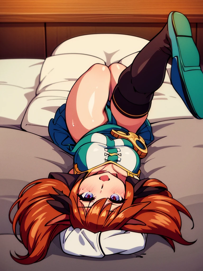 1 solo milf,in fire_emblem:_genealogy_of_the_holy_war style,(umamusume),horse_ears,(horse_tails from top_of_hip:1.4),BREAK,
in heat,orgasm,afterglow,give a big yawn,large breast,
crotch focus,on back,on the bed,
legs up,squatting,M-shaped spread legs,open legs,BREAK,panties under pantyhose,fishnet pantyhose,sexy lace-trimmed lingerie,
humid,wedgie,
clothed,under boob cut out,BREAK,playboy bunny dress,beautiful cloths with sexy lace,micro mini skirt,fantasy Beautifully embroidered clothes,