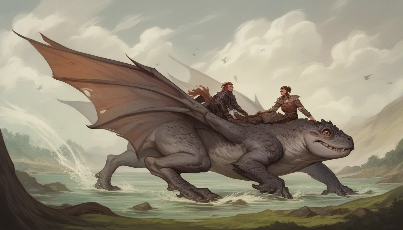 drawing of a woman riding on top of a frog,medieval fantasy quagmire background, epic Art of RPG, dungeons and dragons artwork, Arte de RPG, dungeons and dragons art, arte de fantasy de masmorras e dragões, d & of fantasy art, dungeons and dragons art, fantasy d & arte d, High quality DND illustration, Arte de RPG, hyperrealistic d & of fantasy art, dnof fantasy art