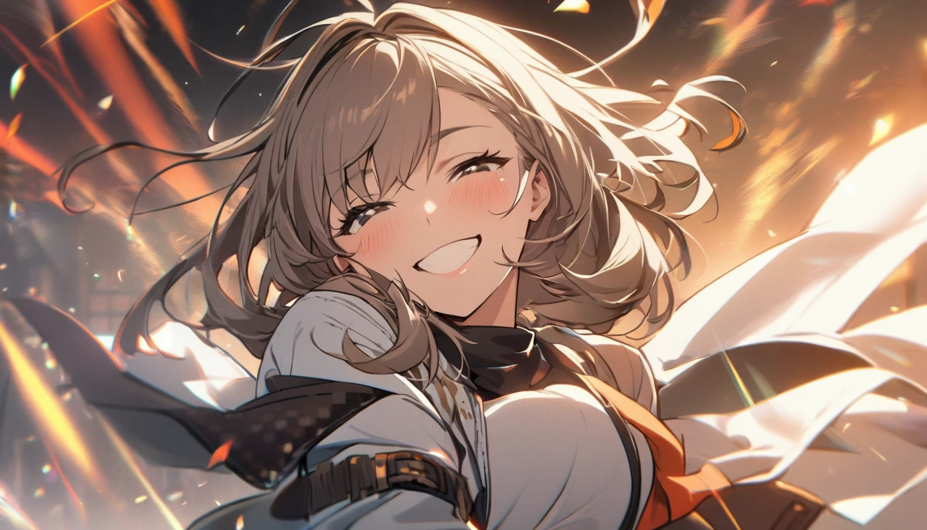 1 girl, smile