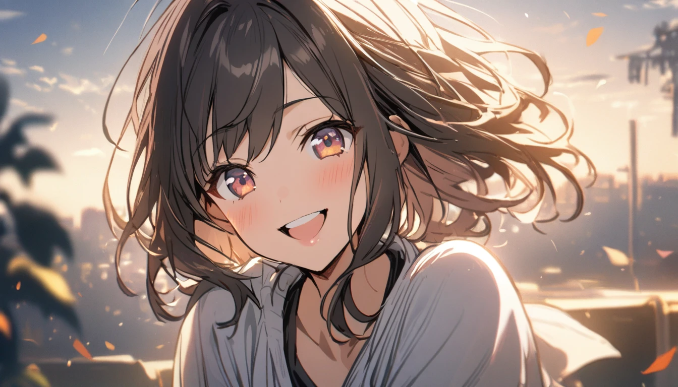 1 girl, smile