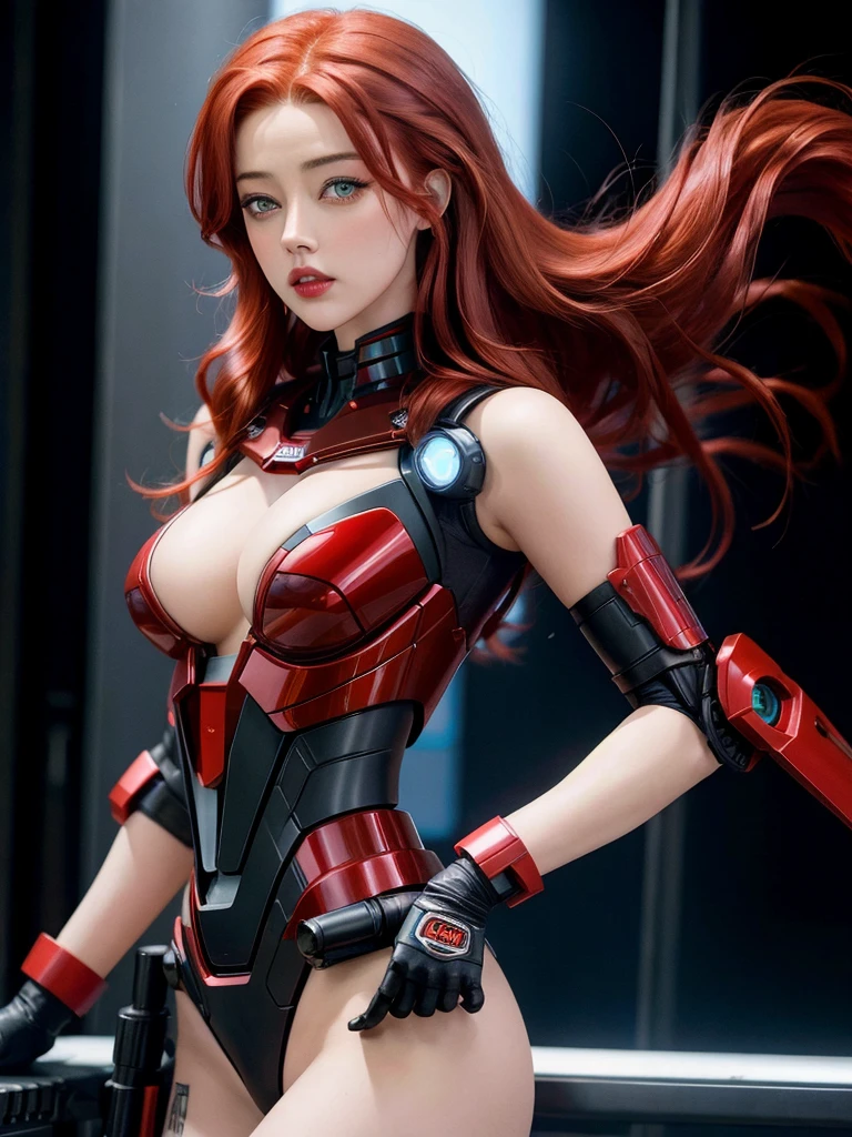 sexy AMBER HEARD, ((red hair)), robocop