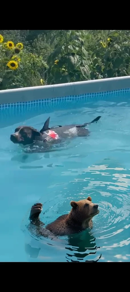 giant bear swimming 