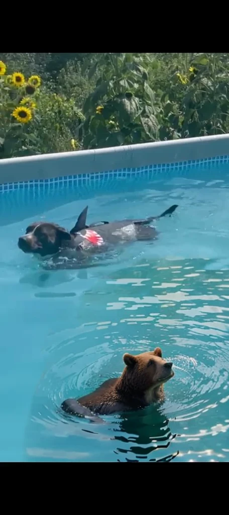 giant bear swimming 