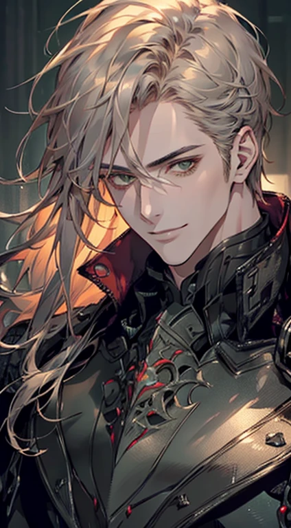 ((a mature man, very handsome, smile in love, short grey golden hair, green eyes, perfect face without errors)), ((buttoning the jacket, CEO)), (best quality, masterpiece, 8K, photorealistic, cinematic lighting, hdr image, ultra detailed, beautiful image), (portrait, detailed facial features, intricate textures, realistic skin tones, highly detailed, ultra-realistic), (warm lighting, soft shadows, dramatic lighting), (muted color palette, rich tones), (professional photography, high resolution, studio lighting)