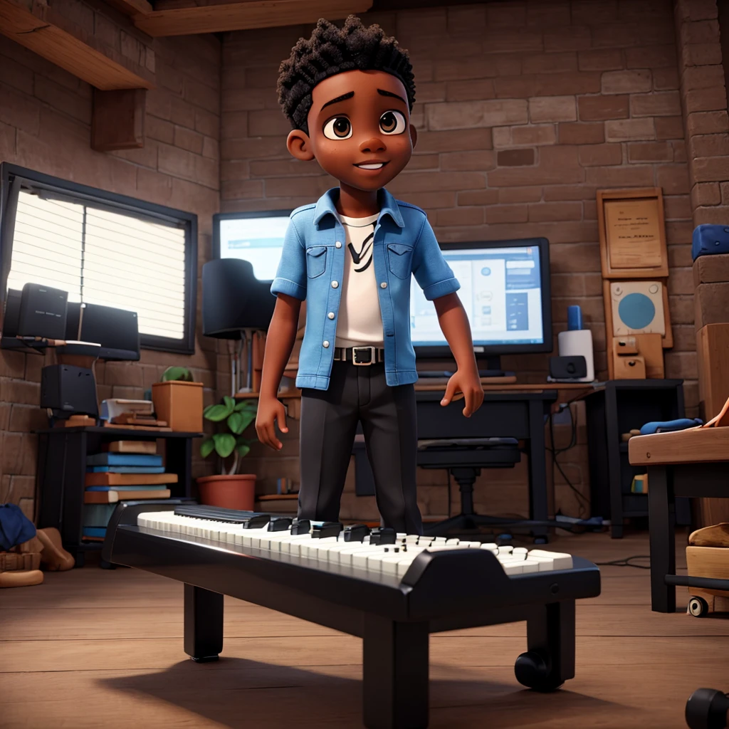 Black boy playing keyboard
