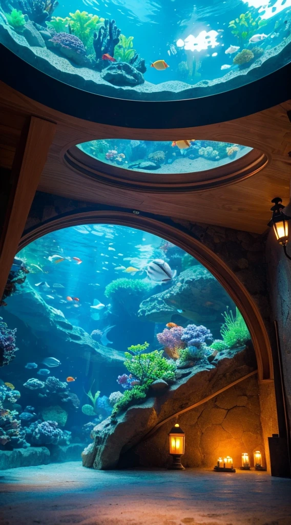 Masterpiece,8k,aquarium,dome,Aquarium with ceiling,mysterious