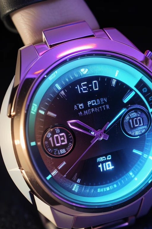 create me a holographic watch that projects 3d information into the air, made by a 3d printer
