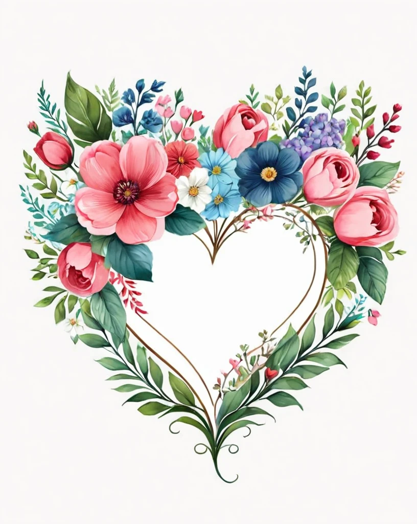 Heart shaped floral, high', you are very special', It is like you', there is no equal', Joana & Ana', colorful colors with typography,