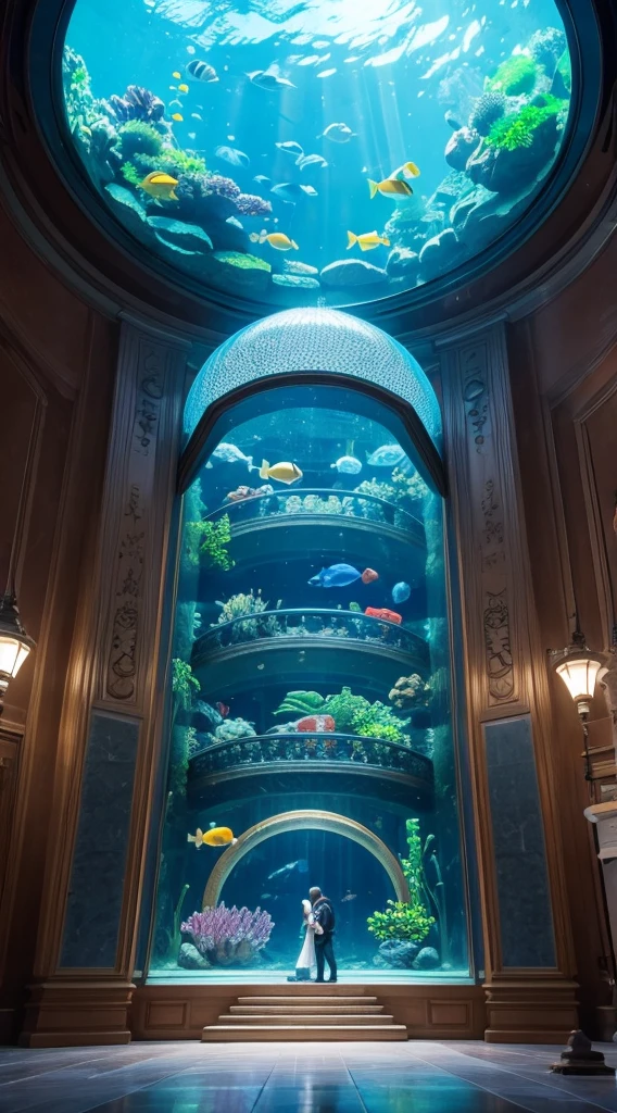 Masterpiece,8k,aquarium,dome,Aquarium with ceiling,mysterious,Longview