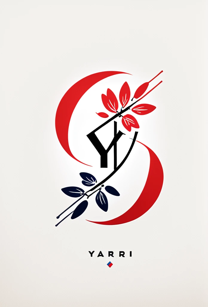 A stylish apparel brand logo with a floral motif that looks like it was drawn in one stroke.「Yuri」Logo of French apparel brand. Pretty cool chic and modern design. Background is white.