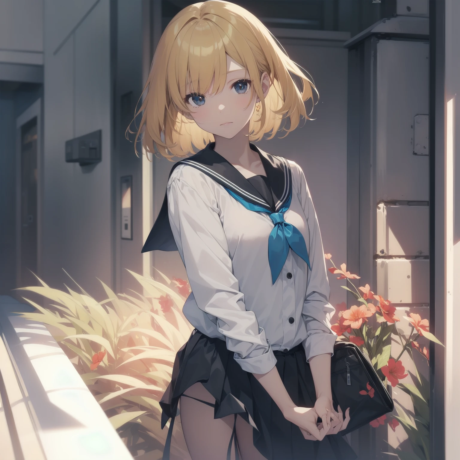 ultra-absurdres-Top quality by artist God, ultra-detailed, high resolution, anime moe artstyle, best anime 8k konachan wallpaper, pixiv contest winner, pool:2810, perfect anatomy,break, 1girl, (Please draw a girl walking sleepily to school alone. )break,(Solo,little female, 13-year-old:1.3),Full limbs, complete fingers,a junior high school student, (very short hair), short cut, flat chest, , small butt, small black eyes, beautiful detailed eyes, well-proportioned iris and pupils, expressive eyes, highres detailed hair, soft expression, salor school_uniform, sailor collar, serahuku, bow, pleated skirt,(Detailed Lighting), (Detailed background), in the School commute route. break,super detailed skin, Best cinematic lighting powered by famous artist, 8k,beauty illustration,photoshop_(medium),very aesthetic,break,((artist:kotorai )), artist:clamp ,artist:carnelian ,artist:kantoku ,