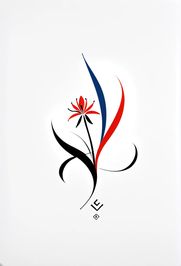 Fashionable apparel brand logo

 "Lily" logo with a single stroke of flower
 French apparel brand

 The logo is mainly white and black in stylish colors,
 add blue, white, and red to the accent

 Pretty cool
 chic and modern design

 White background