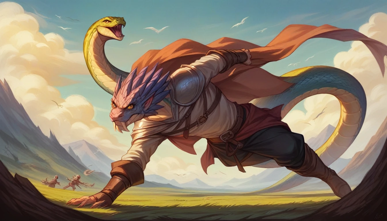 a wild boy fighting a giant snake, medieval rpg background, epic Art of RPG, dungeons and dragons artwork, Arte de RPG, dungeons and dragons art, arte de fantasy de masmorras e dragões, d & of fantasy art, dungeons and dragons art, fantasy d & arte d, High quality DND illustration, Arte de RPG, hyperrealistic d & of fantasy art, dnof fantasy art