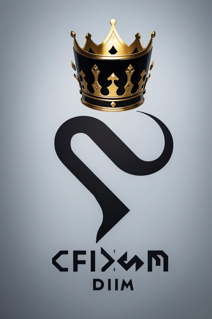 Create a minimalist logo with the letters FDM and a crown on top